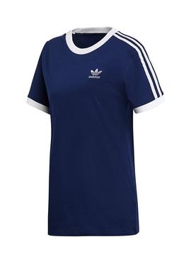 Camiseta Adidas 3Stripes Azul Oscuro Mujer