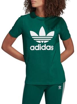 Aditivo Hacer Min Camiseta Adidas Trefoil Verde Mujer