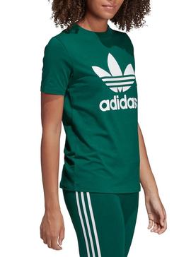 Camiseta Adidas Trefoil Verde Mujer