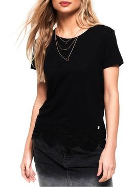 Camiseta Superdry Morocco Lace Negro Mujer