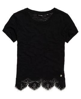 Camiseta Superdry Morocco Lace Negro Mujer