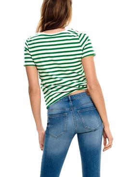 Camiseta Only Brave Verde Listas Mujer