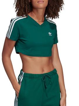 Camiseta Adidas Cropped Verde Mujer 
