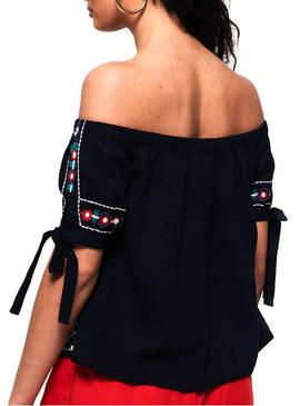 Top Superdry Raffella Marino Mujer