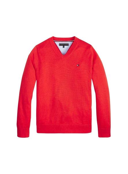 Víctor navegador Motivar Jersey Tommy Hilfiger Organic V-Neck Rojo Niño