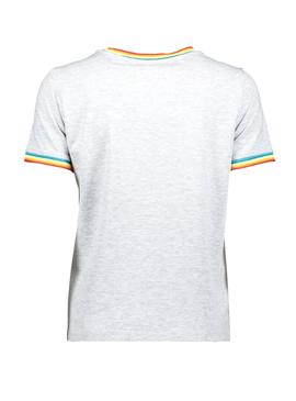 Camiseta Only Rainbow Gris Mujer