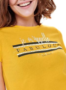 Camiseta Only Kita Fab Amarillo Mujer