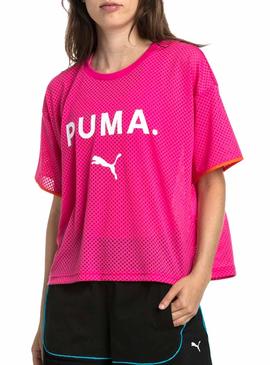 Camiseta Puma Chase Mesh Rosa Mujer