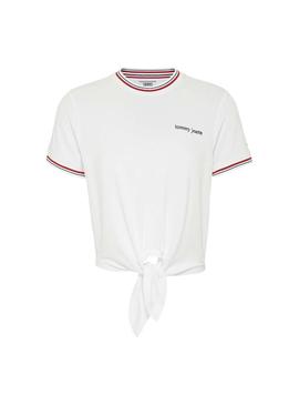 Camiseta Tommy Jeans Tie Contrast Blanco Mujer