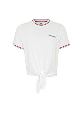 Camiseta Tommy Jeans Tie Contrast Blanco Mujer