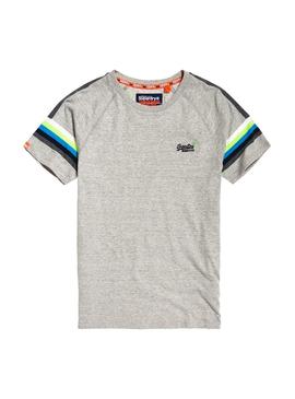 Camiseta Superdry Engineered Stripe Gris Hombre