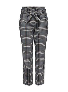 Pantalon Only Nina Check Gris para Mujer