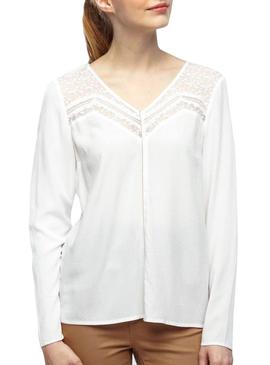 Blusa Naf Naf Plumeti Beige Mujer