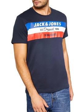 Camiseta Jack and Jones Shake Tee Marino Hombre
