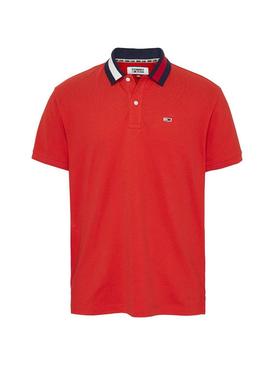 Polo Tommy Jeans Flag Neck Rojo Hombre