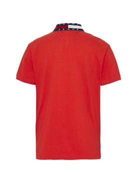 Polo Tommy Jeans Flag Neck Rojo Hombre