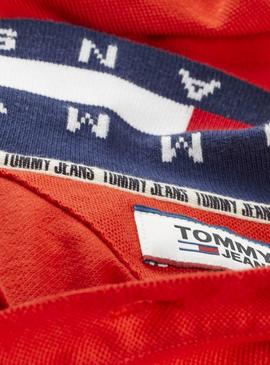 Polo Tommy Jeans Flag Neck Rojo Hombre
