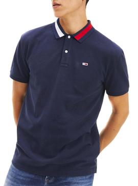 Polo Tommy Jeans Flag Neck Marino Hombre