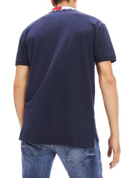 Polo Tommy Jeans Flag Neck Marino Hombre