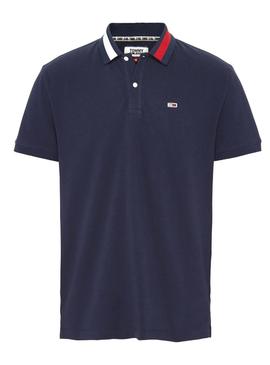 Polo Tommy Jeans Flag Neck Marino Hombre