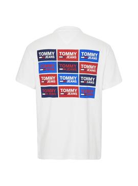 Camiseta Tommy Jeans Back Multilogos Blanco Hombre