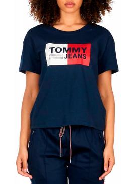 Camiseta Tommy Jeans Box Logo Marino Mujer