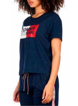 Camiseta Tommy Jeans Box Logo Marino Mujer