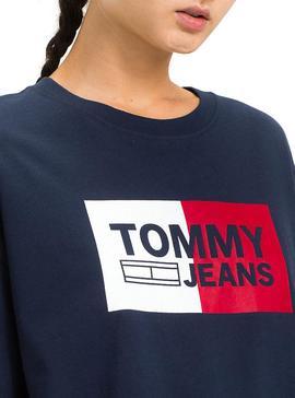 Camiseta Tommy Jeans Box Logo Marino Mujer