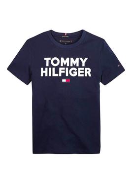 Camiseta Tommy Hilfiger Logo Marino Niño