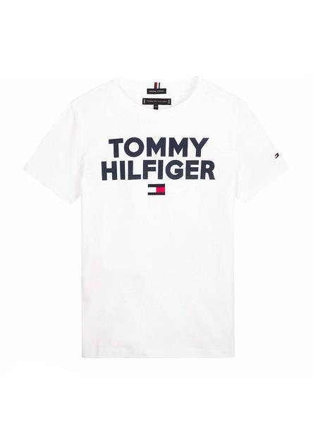 Camiseta De Algodón Orgánico Con Logo Niña Blanco Tommy Hilfiger