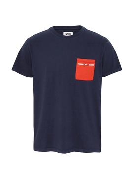 Camiseta Tommy Jeans Contrast Pocket Marino Hombre