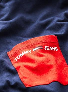 Camiseta Tommy Jeans Contrast Pocket Marino Hombre