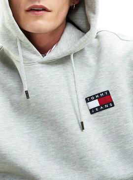 Sudadera Tommy Jeans Badge Hoodie Gris Hombre