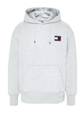 Sudadera Tommy Jeans Badge Hoodie Gris Hombre