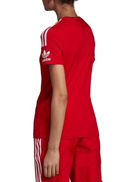 Camiseta Adidas 3 bandas Rojo Mujer