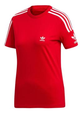 Camiseta Adidas 3 bandas Rojo Mujer