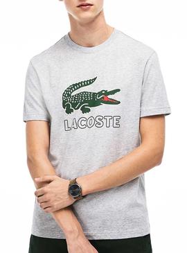 Camiseta Lacoste Logo Gris Hombre