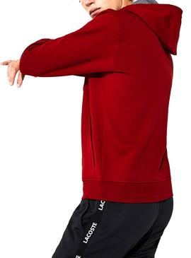 Sudadera Lacoste Sport Cremallera Granate Hombre