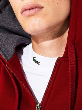 Sudadera Lacoste Sport Cremallera Granate Hombre