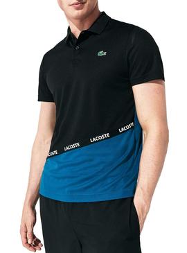 Polo Lacoste Sport Colorblock Negro De Hombre