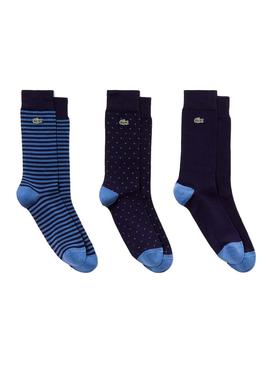 Pack Calcetines Lacoste Azul Para Hombre