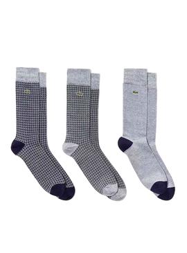 Pack Calcetines Lacoste Cuadros Gris Para Hombre