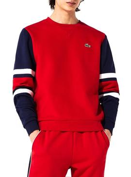 Sudadera Lacoste Sport Mangas A Rayas Rojo Hombre