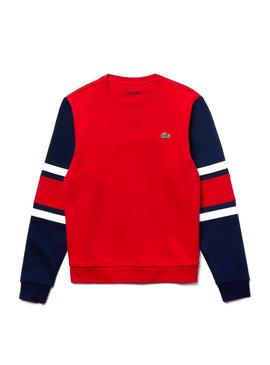 Sudadera Lacoste Sport Mangas A Rayas Rojo Hombre