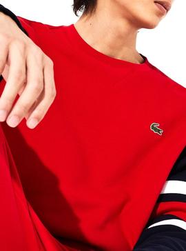 Sudadera Lacoste Sport Mangas A Rayas Rojo Hombre