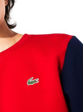 Sudadera Lacoste Sport Mangas A Rayas Rojo Hombre