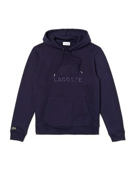 Sudadera Lacoste Logo Bordado Capucha Azul Hombre