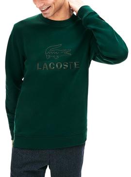 Sudadera Lacoste Logo Bordado Verde Hombre