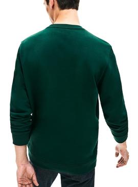 Sudadera Lacoste Logo Bordado Verde Hombre