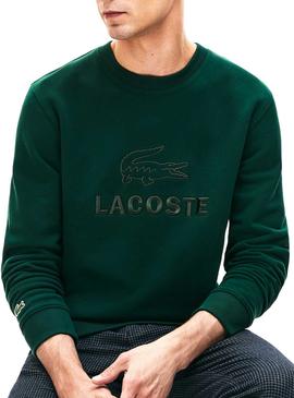 Sudadera Lacoste Logo Bordado Verde Hombre